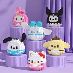 Hello Kitty, Cinnamoroll Kuromi My Melody Building Blocks Christmas Gift Desktop Decorations Assembled Small Ornaments