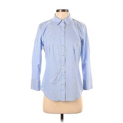 Talbots Long Sleeve Button Down Shirt: Blue Tops - Women's Size 4