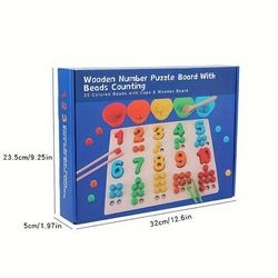 TEMU Children's Wooden Educational Toys, Math Enlightenment Color Classification Teaching Aids, Exercise Baby's Fine Hand Movements With Chopsticks And Bead Games