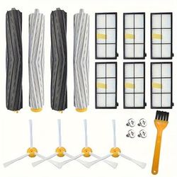 14pcs, Replacement Parts Compatible For Irobot Roomba 800 900 Series 960 860 805 850 980 861 864 866 870 880 890 891 985 96 1 Cleaning Brush,2 Sets Of Rolling Brushes,6 Filters,4 Side Brushes