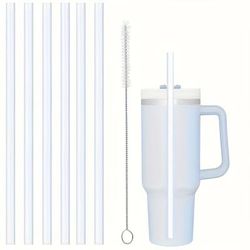 TEMU Replacement Straws For 40 Oz And 30 Oz Tumblers, In Pack Of 6, Including A Cleaning Brush, Suitable For Plastic Clear Tumblers.