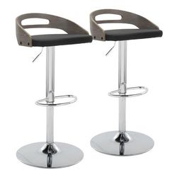 Cassis Adjustable Barstool - Set Of 2 by Lumisource in Chrome Light Gray Black
