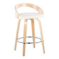 Grotto 26" Fixed-Height Counter Stool - Set Of 2 by Lumisource in Natural Chrome White