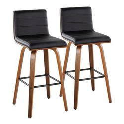 Vasari 30" Fixed-Height Barstool - Set Of 2 by Lumisource in Walnut Black