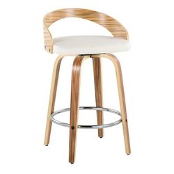 Grotto 26" Fixed-Height Counter Stool - Set Of 2 by Lumisource in Chrome Zebra White