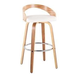 Grotto 30" Fixed-Height Barstool - Set Of 2 by Lumisource in Zebra Chrome White