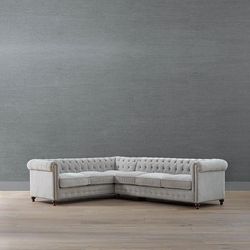 Logan Chesterfield 2-pc. Right Arm Facing Sofa Sectional - Stone Velvet - Frontgate