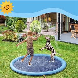Tappetino antispruzzo, 39 pollici/59 pollici/67 pollici Tappetino antispruzzo antiscivolo per bambini cani Piscina per cani ispessita Tappetino per irrigatore antispruzzo Durevole estate Giochi d'acqua all'aperto per neonati Ragazzi Ragazze Animali...