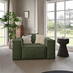 51.96" Minimalist Accent Chair, Deep Modular Sofa, Cat Proof Couch, Anti-scratch and Water-proof, Green