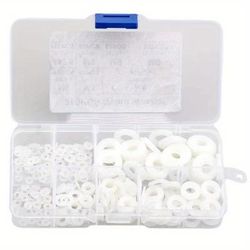 500pcs White Nylon Plastic Washer Assortment Set, Suitable For High Temperature And Dielectric Insulation, M2-m10, Convenient Boxed Packaging