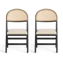 Frankie Cane Folding Chair, Set Of Two - Black Walnut - Grandin Road