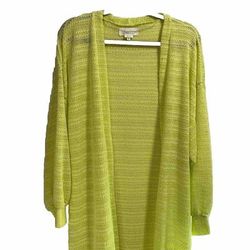 Anthropologie Sweaters | By Anthropologie Long Cardigan Duster Balloon Sleeve Open Front Oversize Os Lime | Color: Green | Size: L