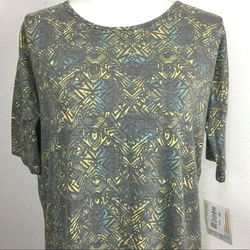 Lularoe Tops | Lularoe 'Irma' Geometric Print Hi-Lo Soft Knit Top | Color: Gold/Gray | Size: Xxs