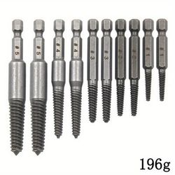 10pcs Screw Extractor Set, Hex Shank, Broken Head Bolt Remover, Stripped Screwdriver Kit For Electric Drill, Durable Tool Set For Damaged Screws Removal