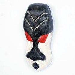 'Hand-Painted Dark Blue and White Queen Kandake African Mask'