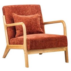 Poltrona in legno e tessuto terracotta