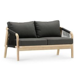 Divano 2 posti matrimoniale in legno di acacia chiaro e corda nera