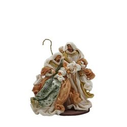 Natività con base e vestiti in tessuto Verde e Oro da 25 cm