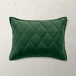 Bliss Velvet Diamond Stitched Sham - Standard, Emerald - Grandin Road