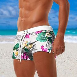 Per uomo Foglia Piante Fiore / Floreale Costumi da bagno Pantaloncini da mare Pantaloncini da Surf Misura del girovita medio Moda Designer Surf Ferie Spiaggia Coulisse Tasca Elastico in vita