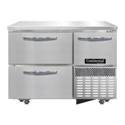 Continental RA43SN-U-D 43"W Undercounter Refrigerator w/ 2 Sections, 2 Door, 2 Drawers, 115v, Silver
