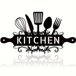 TEMU 1pc Kitchen Wall Art Hanging Decorations - Black Metal Rustic Kitchen Sign Farmhouse Wall Decor For Home Kitchen Dining Room Decorations, Room Decor Gothic