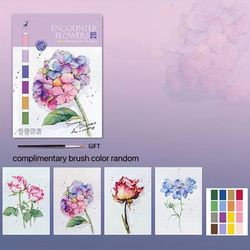 TEMU 4 Sheets/1 Painting Book With Watercolor Paint 11.46in*8.27in Diy Gouache Graffiti Painting Book Watercolor Coloring Papercreative Gift
