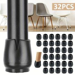 TEMU 32pcs Black Silicone Chair Leg Caps - Floor Protectors For , Fits 12-16mm Legs, Prevents Scratches & Slips