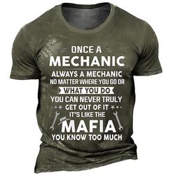 Per uomo Parola Macchinari Maglietta Manica Corta maglietta Stampa 3D Girocollo Camicia Retrò Vintage Carnevale Feste Blu Verde Grigio Estate Primavera Abbigliamento S M L XL XXL XXXL