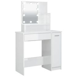 Toeletta con LED legno Bianco Lucido 86,5x35x136 cm