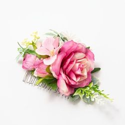 1pc Simulation Fabric Large Flower Hair Comb Bridal Wedding Hair Comb Insert Comb Hair Accessories For Female Women