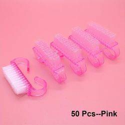 TEMU Jearlyu 50-pack Glitter Transparent Nail Cleaning Brushes - Unscented Acrylic Soft Bristle Dust Cleaner Tool Set For Manicure, Pedicure And Makeup