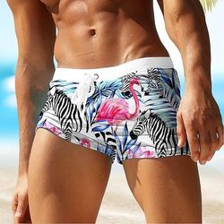 Per uomo Foglia Fenicottero Piante Costumi da bagno Pantaloncini da mare Pantaloncini da Surf Misura del girovita medio Moda Designer Surf Ferie Spiaggia Coulisse Tasca Elastico in vita progettista