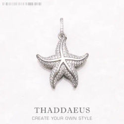 Pendant Sparkling Starfish Summer Brand New Fine Jewelry Trendy 925 Sterling Silver Accessories Ocean Spirit Gift For Women