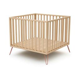 Box bambini legno - Faggio/Terracotta - 100 x 100 cm
