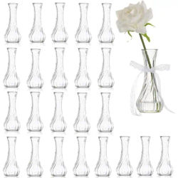 24 Glass Vase, Bud Vases in Bulk with Lace for Floral Arrangements, Events, Home Decor Weddings,