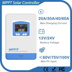 MPPT Solar Charge Controller 20A 30A 40A 60A 12V 24V Auto Battery Charger Input 100VDC Solar Panel Regulator LCD Display