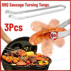 Pince tournante pour saucisses au barbecue pince de cuisine pour hot-dog acier inoxydable longue