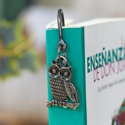 Antique Wisdom,'Antique-Finished Zamac Metal Bookmark with Owl Charm'