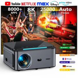 XIWBSY 25000 Lumens Android 4K Projector 1080P Native WiFi6 Auto Focus/Keystone Projector Office Home Theater Beamer Proyector