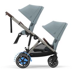 Cybex eGazelle S Electronic Assist Double Stroller Bundle - Taupe Frame / Stormy Blue