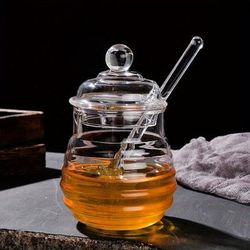 TEMU 1 Honey Jar With Stirring Rod, Not Easy To Break, In , Tea Leaf Jar, Retro Sugar Cube Jar, Household Cereal Storage Jar, Flower Tea Jar, Glass Storage Jar, Coffee Jar