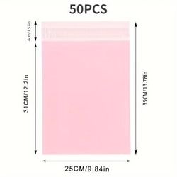 TEMU 50-pack Pink Courier Bags, Self-adhesive Waterproof Mailing Envelopes, Bulk Shipping Bags For Clothes, Books, Skate Material, Durable Plastic Packaging