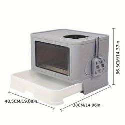 TEMU Cat Litter Box Foldable Basin Tray Top Entry Fully Enclosed Pet Toilet W/