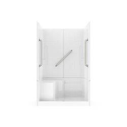 LaurelMountain Spencer 48 x 36 AcrylX Alcove Center Drain Three-Piece Shower in Biscuit LM3648SH1S3PLBIS