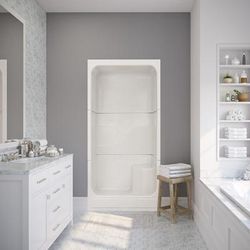 LaurelMountain Gretna 48 x 36 AcrylX Alcove Center Drain Three-Piece Shower in White A4836SH3PSBR064