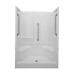 LaurelMountain Amherst 60 x 34 AcrylX Alcove Center Drain Three-Piece Shower in White 6034SH2S3PSC064