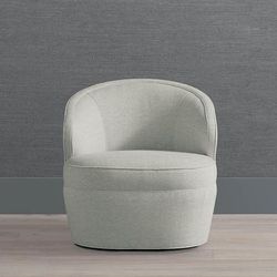Fae Swivel Chair - Black Holt Performance Leather - Frontgate