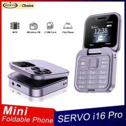 SERVO Small Foldable Mobile Phones FM Radio Speed Dial Magic Voice Blacklist Dual SIM cards 1.77" Screen Type-C Flip Cellphones