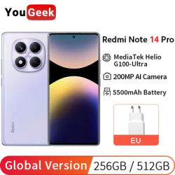Xiaomi Redmi Note 14 Pro 4G Global Version Cell Phone 256/512GB Helio G100-Ultra 120Hz Display 200MP OIS Camera 5500mAh Battery